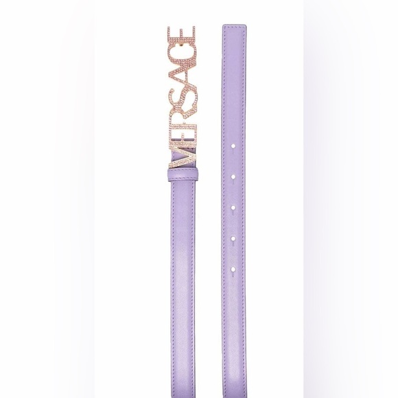 NEW VERSACE Logo Crystal Purple Leather Belt 80/32 Medium M main image 5
